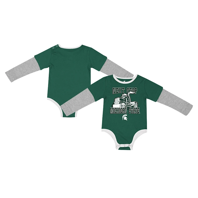 Body à manches longues Next Stop pour nouveau-né et bébé Colosseum Green Michigan State Spartans