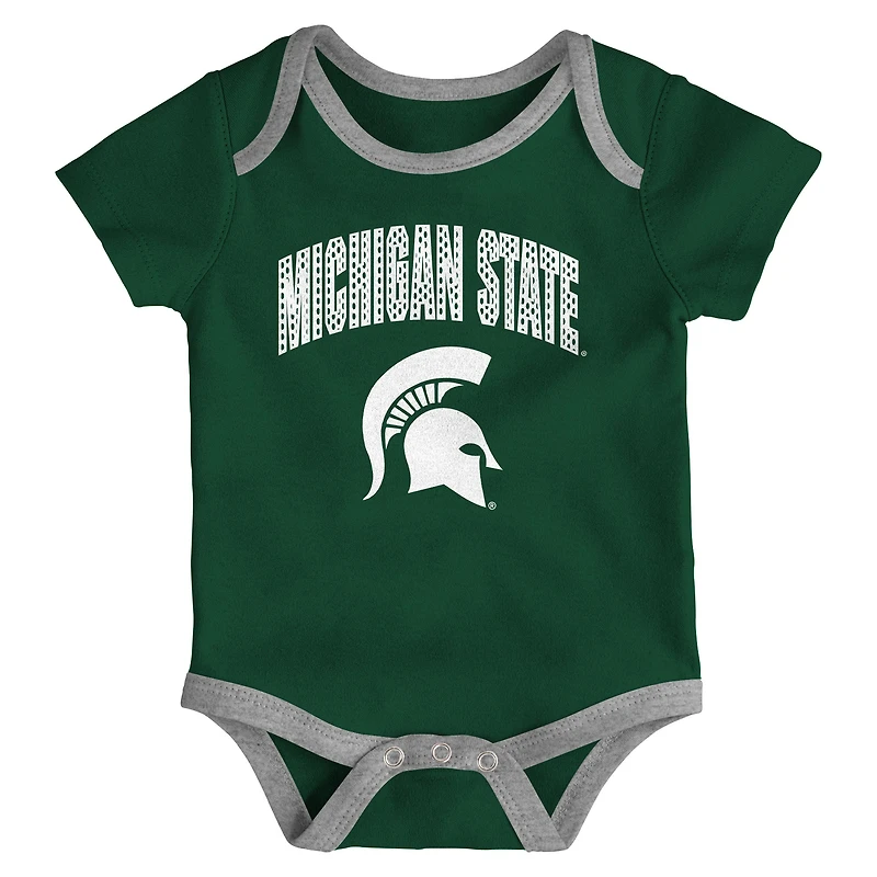 Ensemble de body trois pièces pour nouveau-né et nourrisson Outerstuff Michigan State Spartans All Day Play