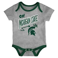 Ensemble de body trois pièces pour nouveau-né et nourrisson Outerstuff Michigan State Spartans All Day Play