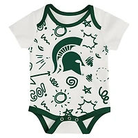 Ensemble de body trois pièces pour nouveau-né et nourrisson Outerstuff Michigan State Spartans All Day Play