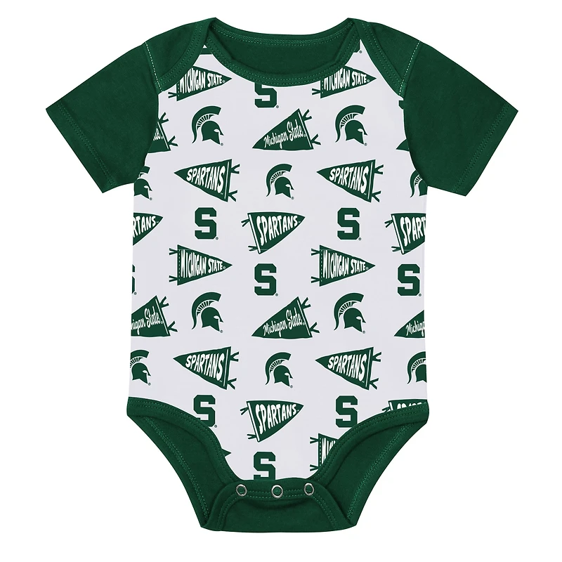 Newborn Outerstuff  Green Michigan State Spartans Star Player Three-Piece Bodysuit Set
