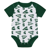 Newborn Outerstuff  Green Michigan State Spartans Star Player Three-Piece Bodysuit Set