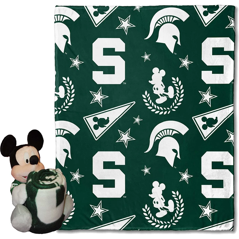 Ensemble oreiller Mickey Hugger et jeté Silk Touch Northwest x Disney Michigan State Spartans