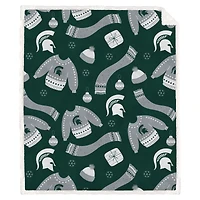 Pegasus Michigan State Spartans 60" x 70" Ugly Sweater Flannel Fleece Sherpa Blanket
