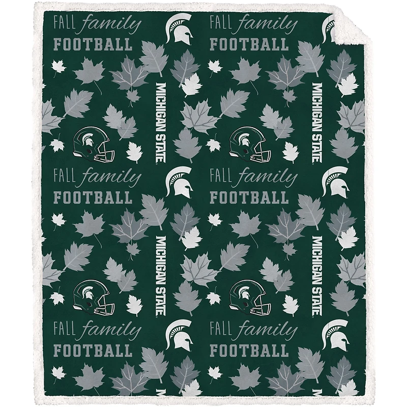 Pegasus Michigan State Spartans 60" x 70" Fall, Family & Football Flannel Fleece Sherpa Blanket