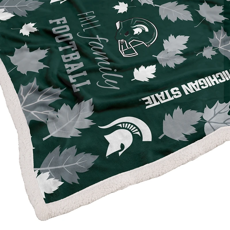 Pegasus Michigan State Spartans 60" x 70" Fall, Family & Football Flannel Fleece Sherpa Blanket