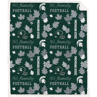 Couverture Sherpa en flanelle polaire Pegasus Michigan State Spartans automne, famille et football