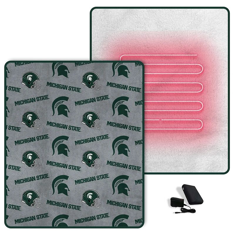 Pegasus Michigan State Spartans Scattered Logos 60" x 70" Heated Blanket