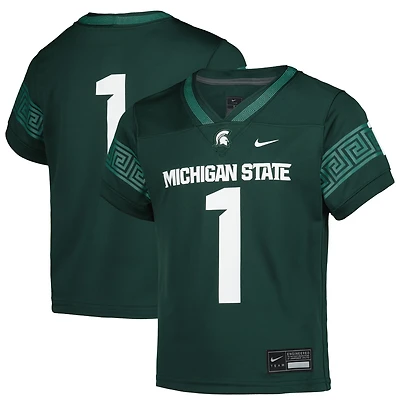 Maillot de jeu Nike vert n° 1 des Spartans l'État du Michigan pour enfants d'âge préscolaire