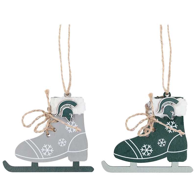 The Memory Company Michigan State Spartans Lot de deux décorations pour patins à glace