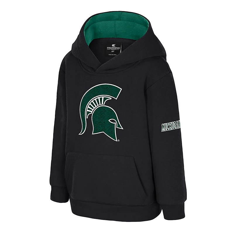 Sweat à capuche en polaire noir avec grand logo des Spartans de l'État du Michigan pour tout-petits