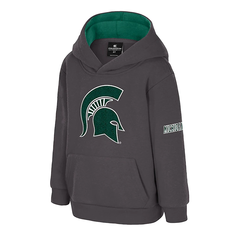 Sweat à capuche en polaire gros logo pour tout-petits, couleur anthracite, des Spartans de l'État du Michigan
