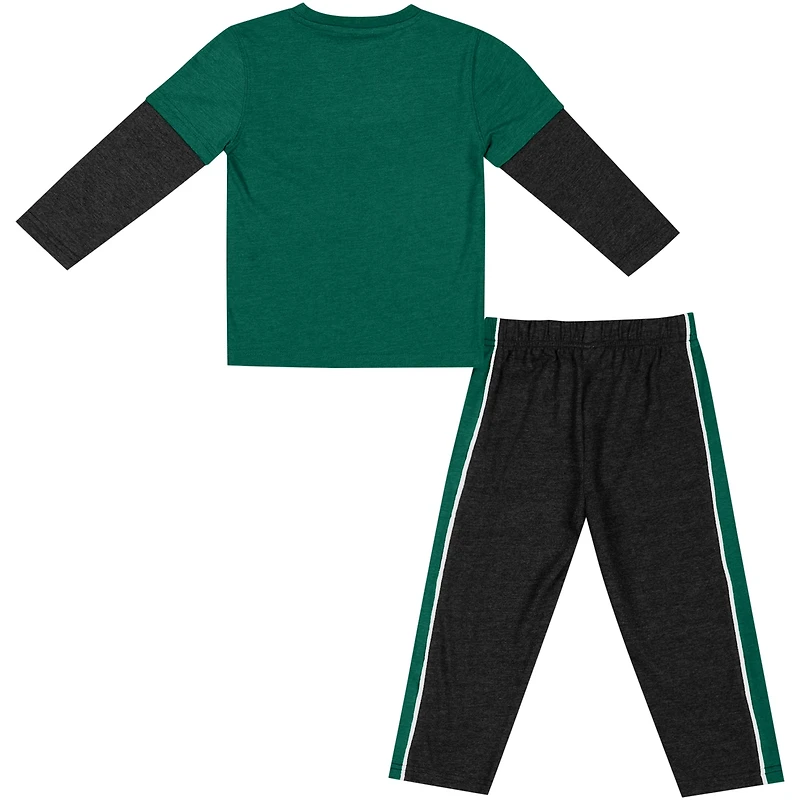 Ensemble t-shirt et pantalon à manches longues Colosseum vert/noir Michigan State Spartans pour tout-petit