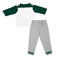Colosseum Green/Heather Grey Michigan State Spartans Jingtinglers Football V-Neck Jersey T-Shirt & Pants Set