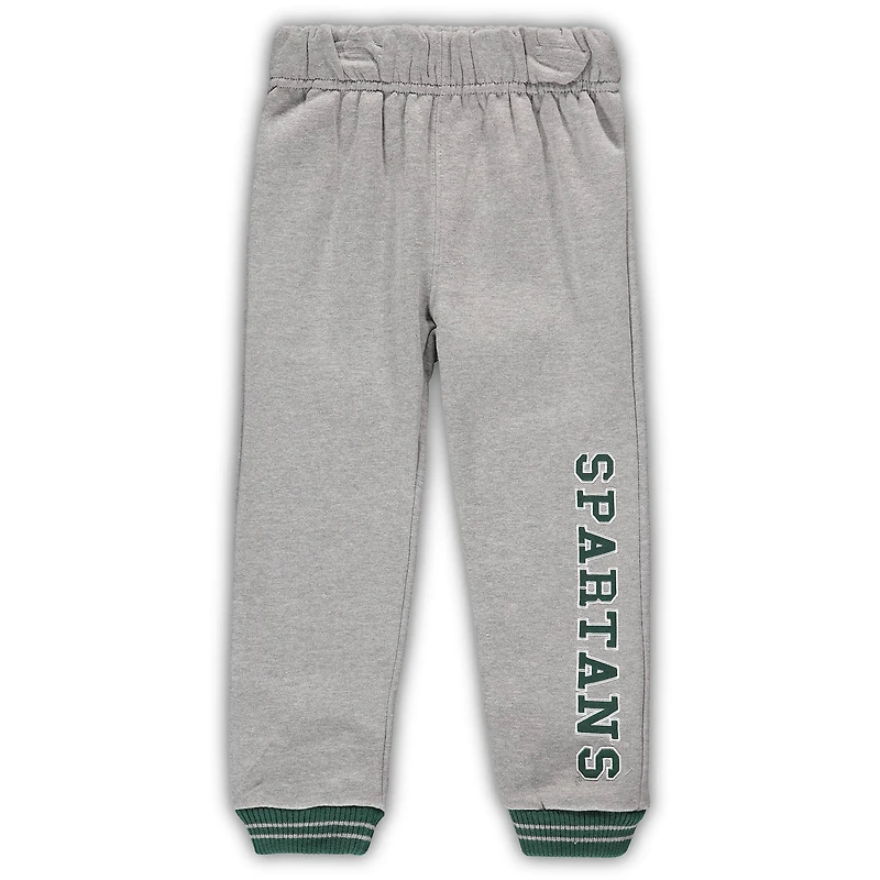 Ensemble sweat à capuche et pantalon de survêtement Michigan State Spartans Poppies Colosseum vert/gris chiné pour tout-petit