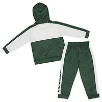 Ensemble sweat à capuche et pantalon en polaire entièrement zippé pour tout-petits Michigan State Spartans Colosseum Green