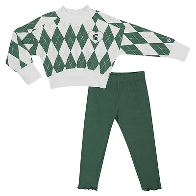 Ensemble pull et leggings Dealio pour tout-petits Colosseum White Michigan State Spartans
