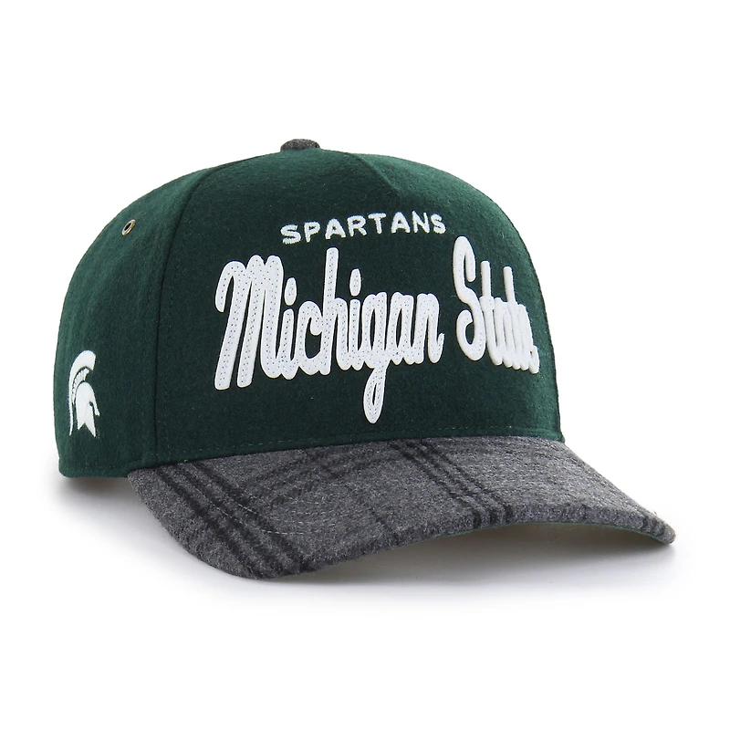 Casquette ajustable unisexe '47 vert foncé Michigan State Spartans Windowpane Plaid Collection Hitch