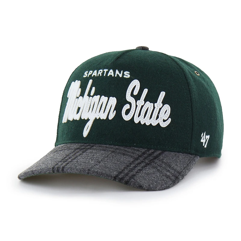 Unisex '47 Dark Green Michigan State Spartans Windowpane Plaid Collection Hitch Adjustable Hat