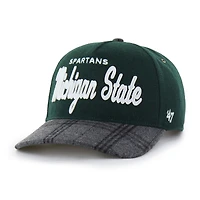 Unisex '47 Dark Green Michigan State Spartans Windowpane Plaid Collection Hitch Adjustable Hat