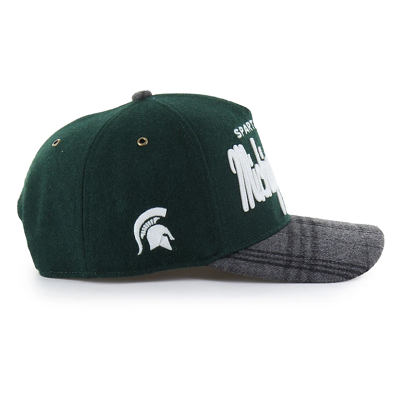 Unisex '47 Dark Green Michigan State Spartans Windowpane Plaid Collection Hitch Adjustable Hat