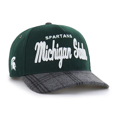 Unisex '47 Dark Green Michigan State Spartans Windowpane Plaid Collection Hitch Adjustable Hat