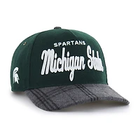 Unisex '47 Dark Green Michigan State Spartans Windowpane Plaid Collection Hitch Adjustable Hat