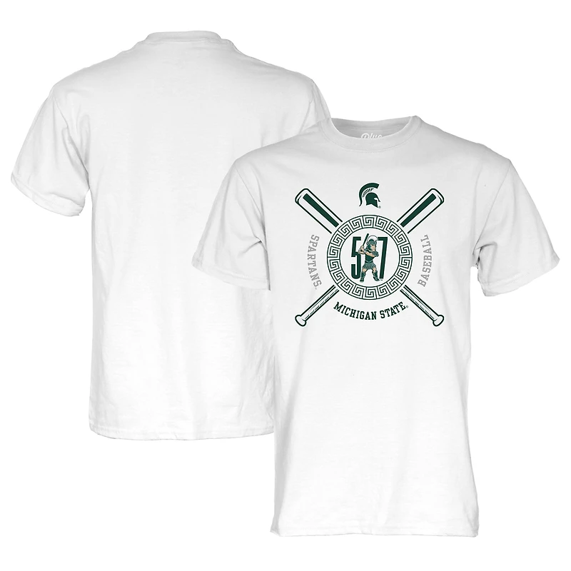 T-shirt de baseball unisexe bleu 84 blanc Michigan State Spartans 517 Day