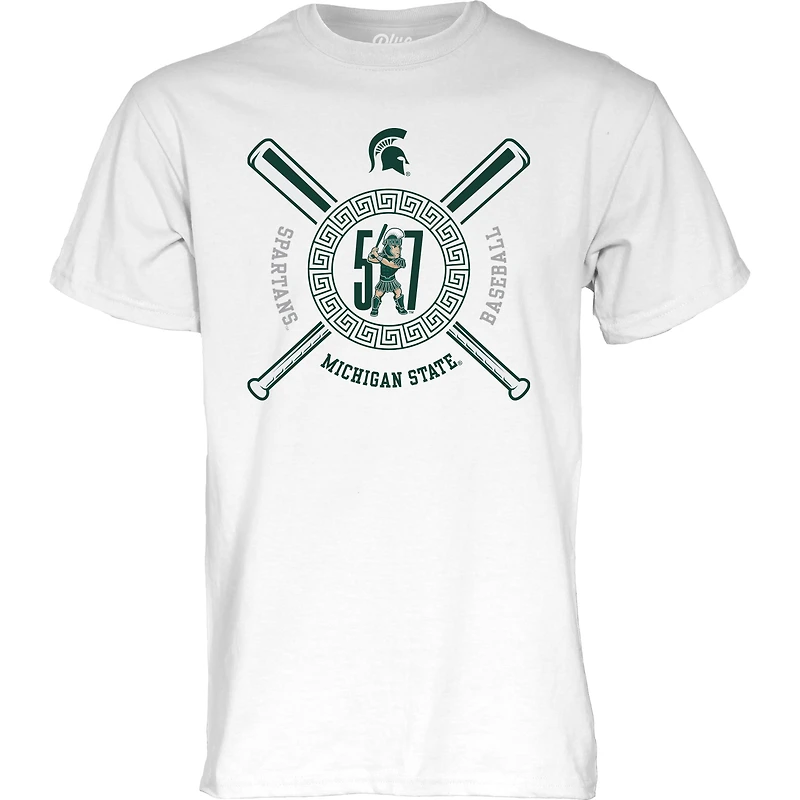 T-shirt de baseball unisexe bleu 84 blanc Michigan State Spartans 517 Day