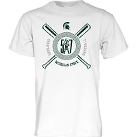 T-shirt de baseball unisexe bleu 84 blanc Michigan State Spartans 517 Day