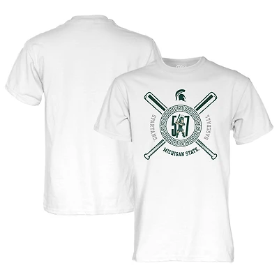 T-shirt de baseball unisexe bleu 84 blanc Michigan State Spartans 517 Day