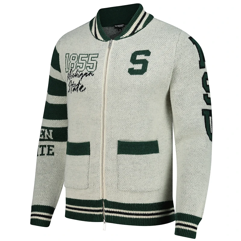 Pull jacquard boutonné unisexe Colosseum Cream Michigan State Spartans Wild Collective