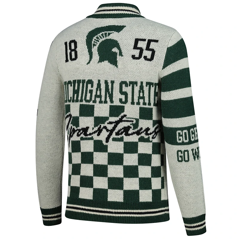 Pull jacquard boutonné unisexe Colosseum Cream Michigan State Spartans Wild Collective
