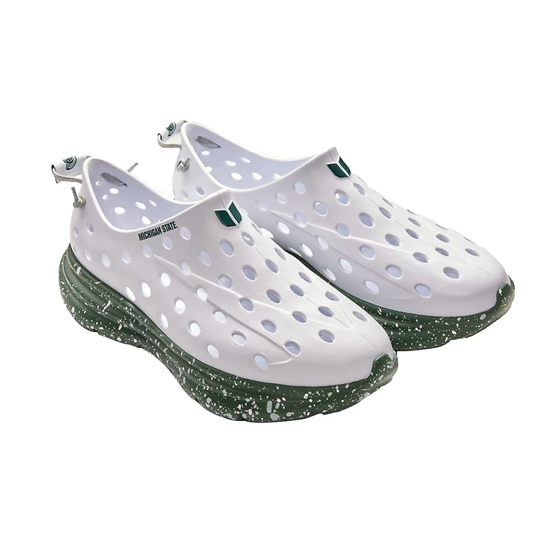 Unisex Kane Footwear White Michigan State Spartans Speckle Recovery Shoes