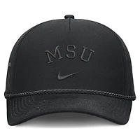 Casquette unisexe Nike noire Michigan State Spartans Campus Prep à taille ajustable et cordon de serrage ton sur ton - 5 panneaux