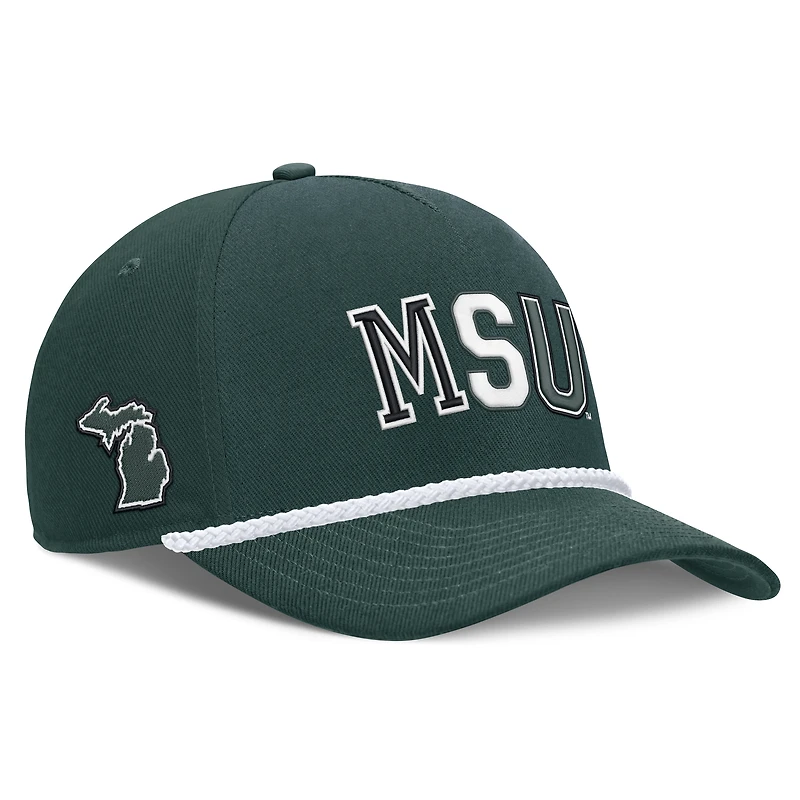 Casquette unisexe Nike verte Michigan State Spartans 2026 Basketball Refresh 5 panneaux à taille corde