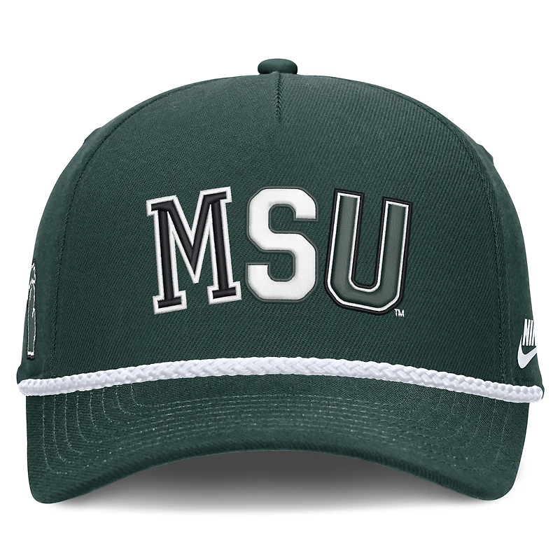 Casquette unisexe Nike verte Michigan State Spartans 2026 Basketball Refresh 5 panneaux à taille corde