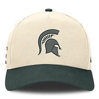 Casquette unisexe Nike Campus Prep Rise ajustable, couleur naturelle/verte, Michigan State Spartans
