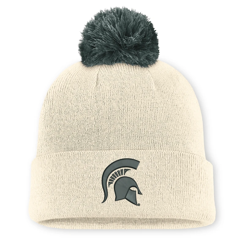 Bonnet unisexe Nike Natural Michigan State Spartans Campus Prep Script à revers et pompon