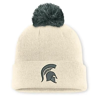 Bonnet unisexe Nike Natural Michigan State Spartans Campus Prep Script à revers et pompon