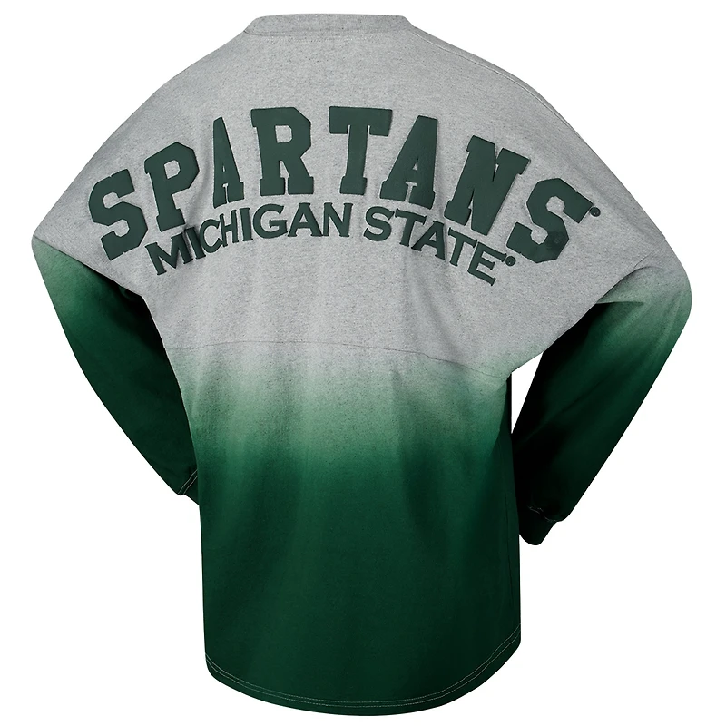Unisex Spirit Jersey Green/Gray Michigan State Spartans Ombre Long Sleeve T-Shirt