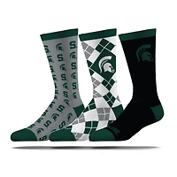 Unisex Strideline Michigan State Spartans Business Knit Crew Socks Three-Pack Set