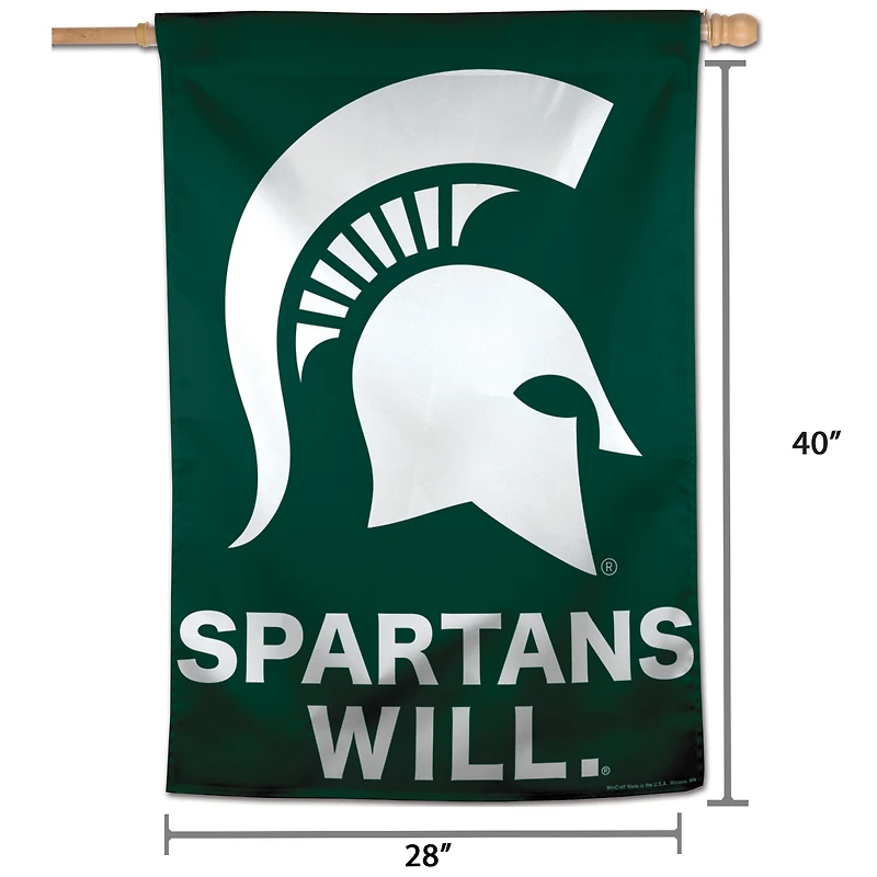 WinCraft Michigan State Spartans Bannière verticale simple face 28" x 40"
