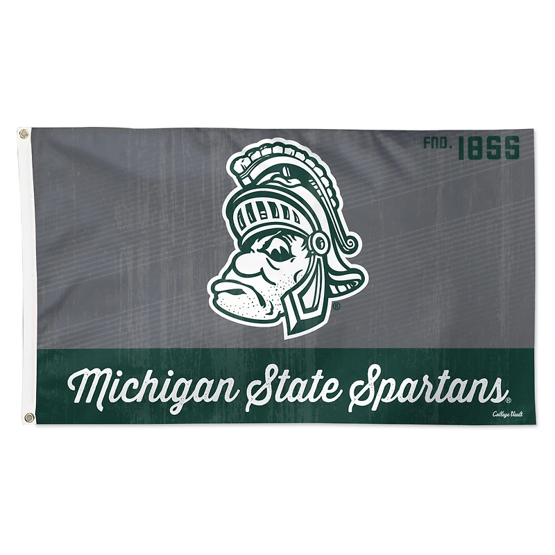 WinCraft Michigan State Spartans 3' x 5' Drapeau de luxe simple face College Vault