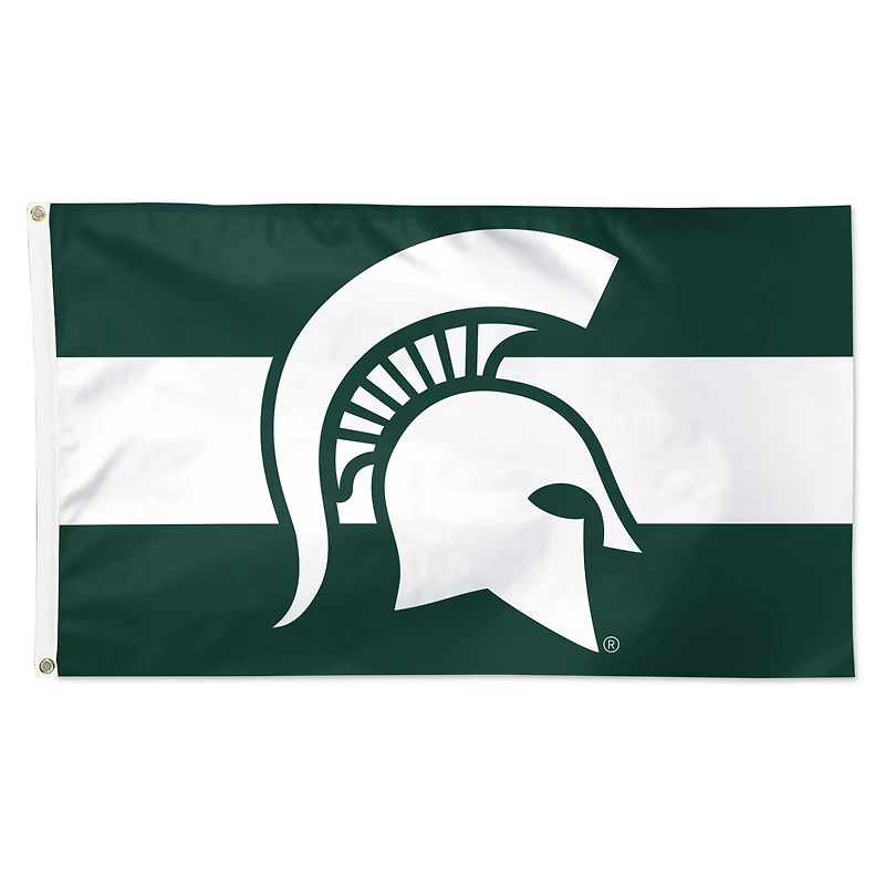 WinCraft Michigan State Spartans Drapeau simple face de luxe à rayures horizontales 3 pi x 5 pi