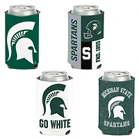 WinCraft Michigan State Spartans, paquet de 4, 12 oz. Ensemble refroidisseur de canettes