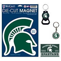 Lot de 4 porte-clés et aimants WinCraft Michigan State Spartans