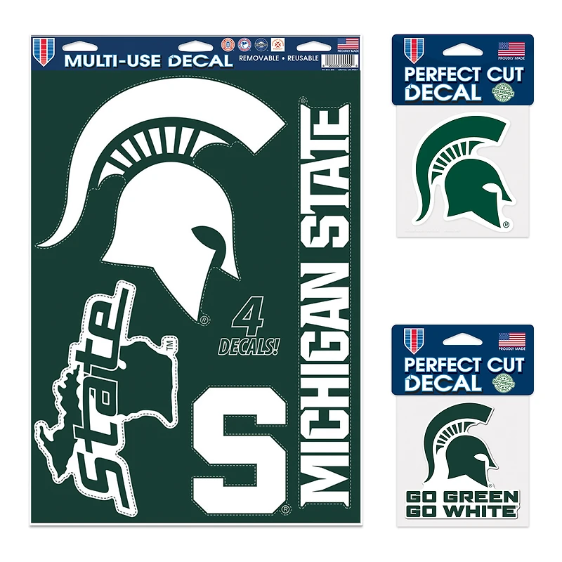 Pack varié d'autocollants WinCraft Michigan State Spartans
