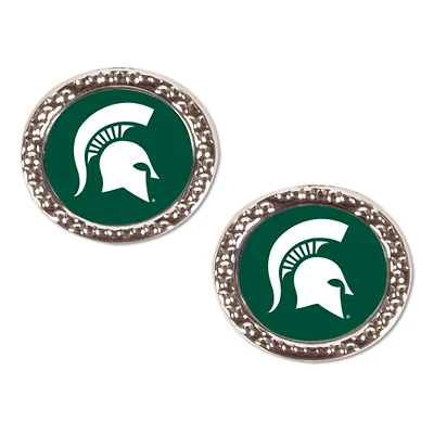 Boucle d'oreille ronde WinCraft Michigan State Spartans Post Team
