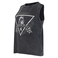 Women's Concepts Sport  Charcoal Michigan State Spartans Distressed Market French Terry Tank Top